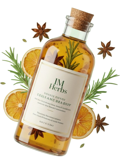 IM Herbs Signature Product Bottle Floating